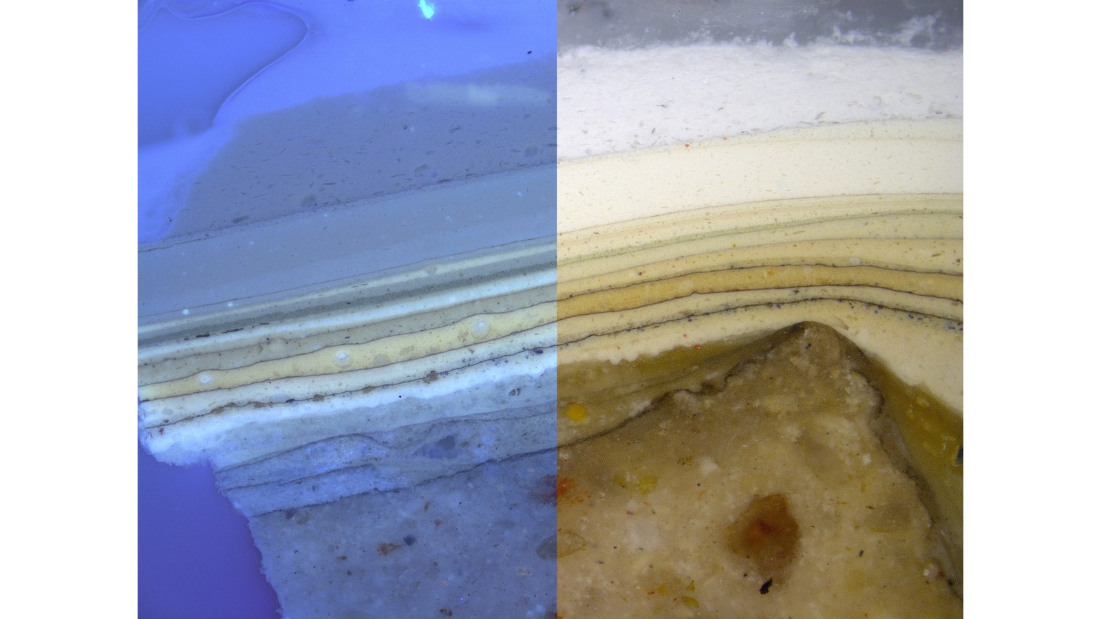 Cross section (with UV) through the early stucco plaster