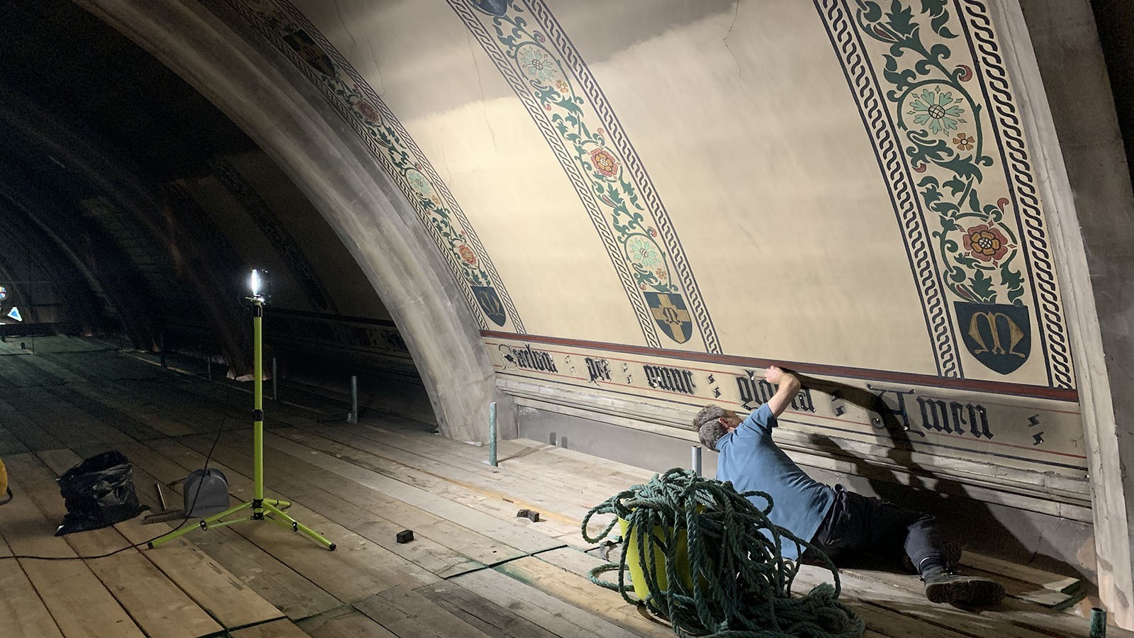 Cleaning the Nave ceiling