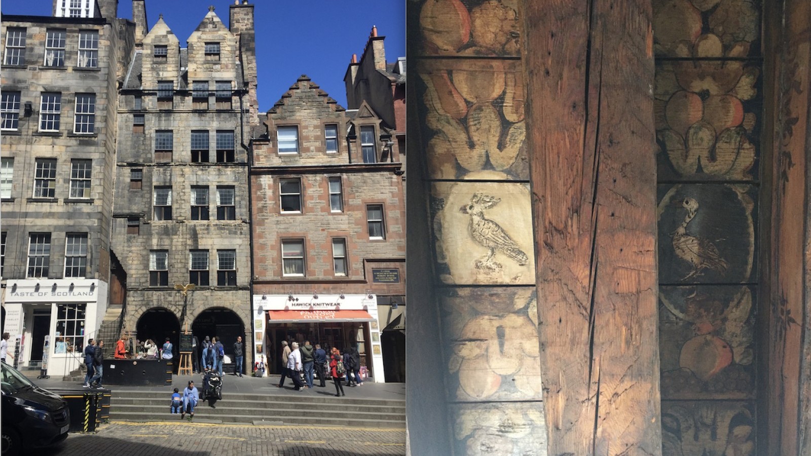 External view from The Royal Mile and paint detailing