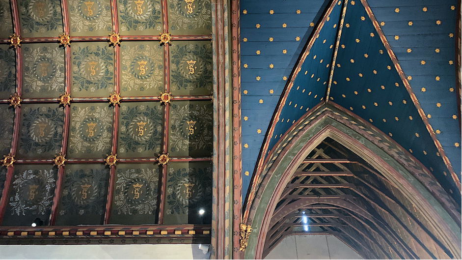 Ceiling details of the Bodley & Tapper decorative scheme 