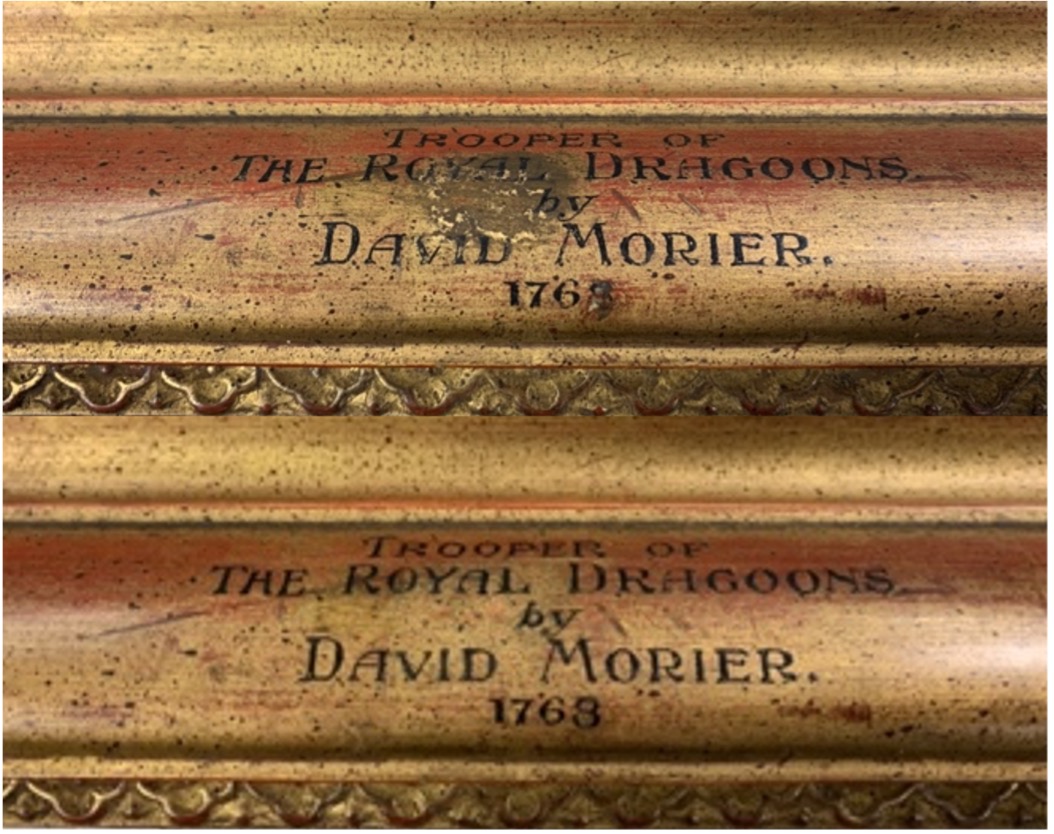 before and after conservation of original frame name plate 