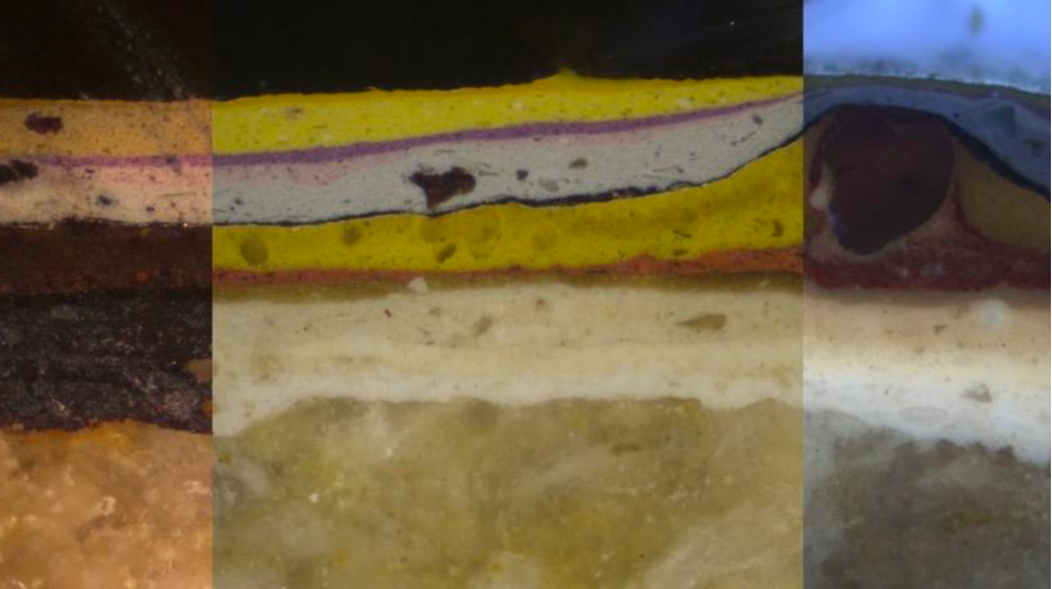 Examining paint samples in the lab 